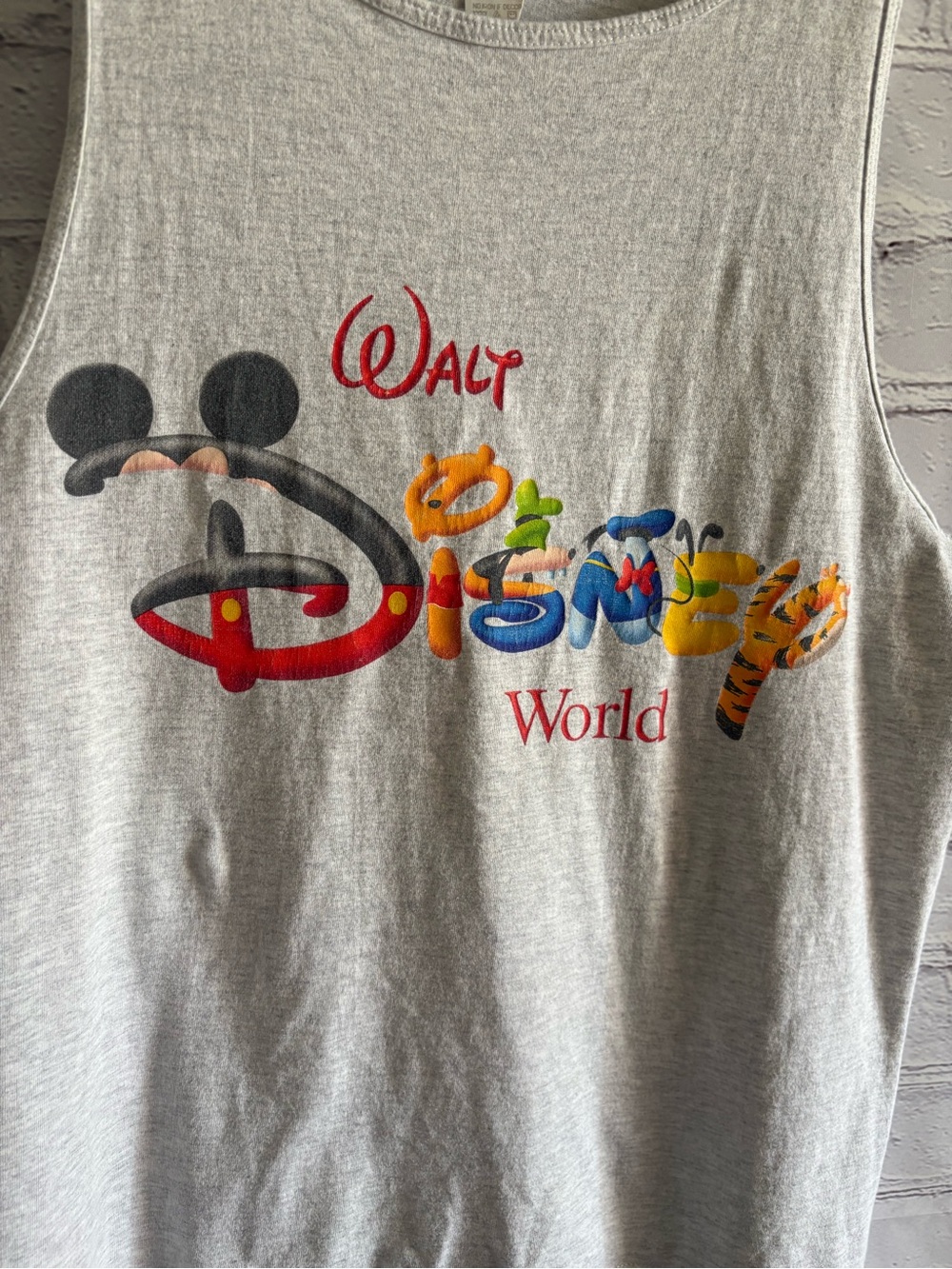Vintage Disney Gray Tank Top with Multicolor Walt Disney World Logo - Picture 2 of 5